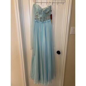 MayQueen Couture MQ1171 Aqua Size 4 NWT Strapless